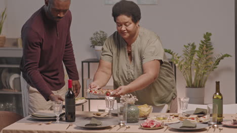 couple having a romantic dinner together at home