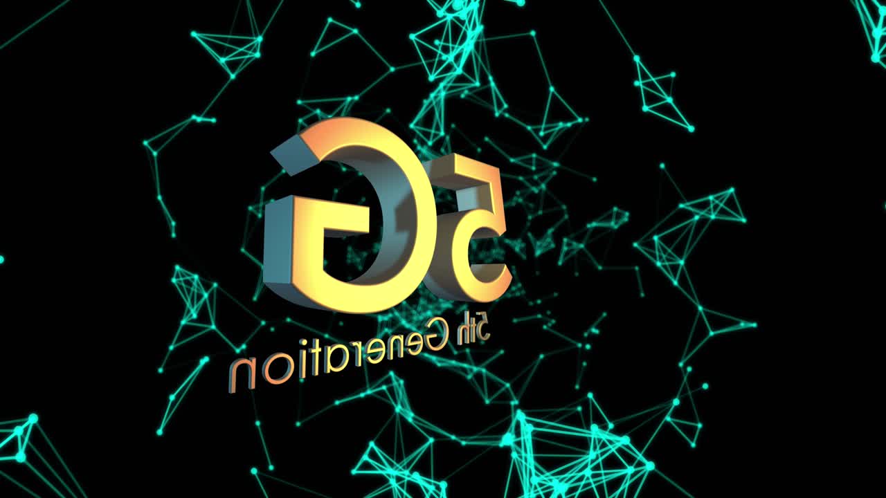 animación de texto de 5g 5a generación sobre redes de conexiones sobre fondo negro