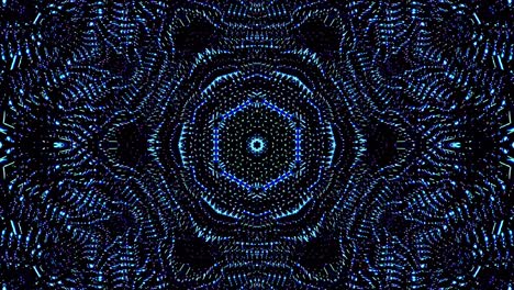 onda de luz puntos abstractos conjunto de color azul caleidoscopio fondo negro