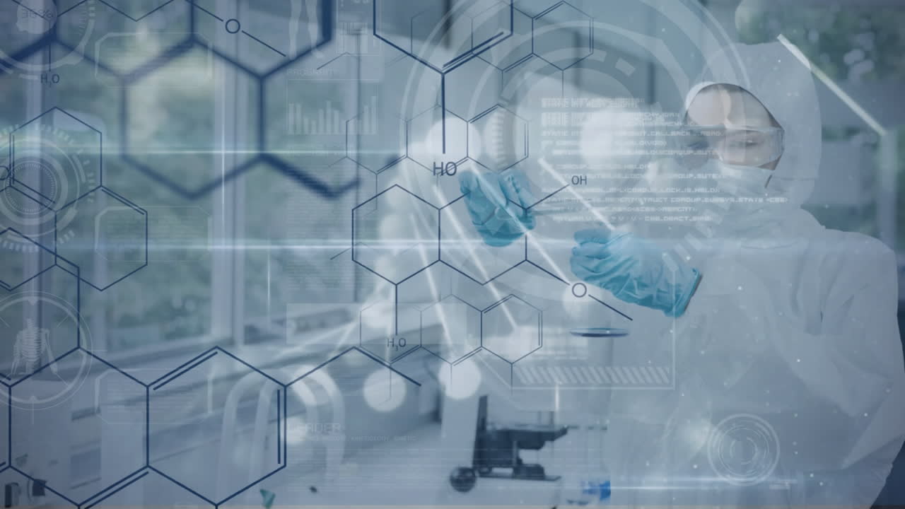 video compuesto digital del técnico trabajando en el laboratorio 4k