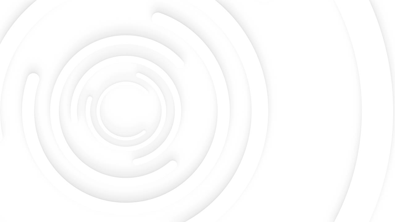 círculos blancos abstractos con sombra dymanic suave. fondo en relieve limpio en 3d. cubierta animada básica pura para presentación de negocios. bucle minimalista elegante universal.