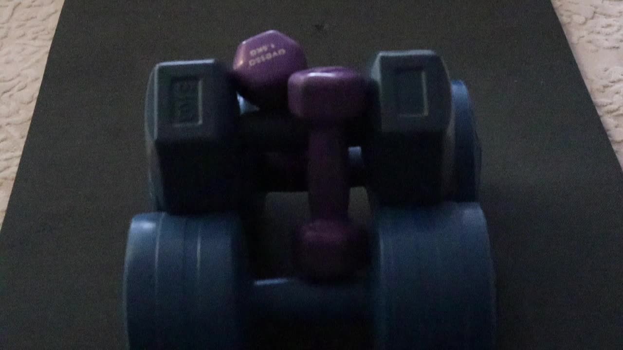 Dumbbells on exercise mat