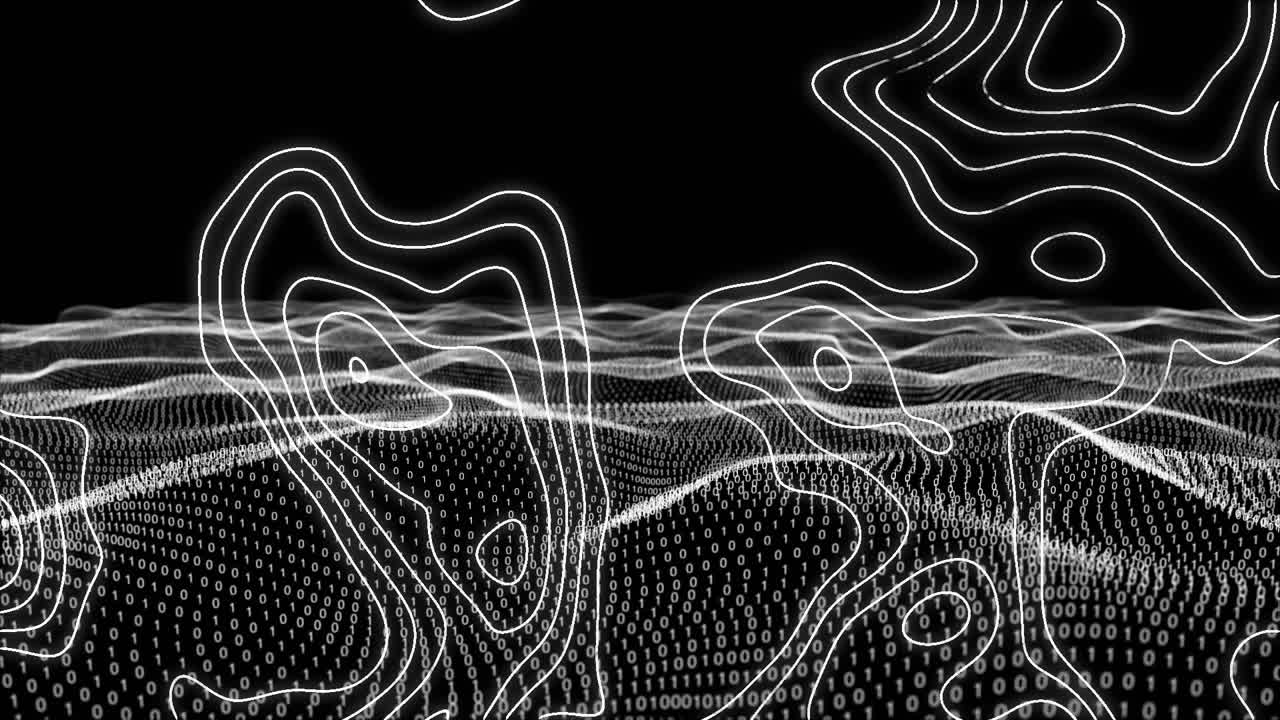 Animation of shapes moving over binary coding