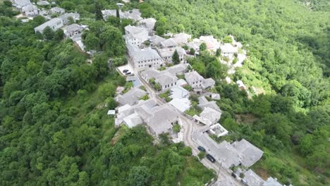 aerial shot of papigo zagorochoria greece, mountain village inside nature