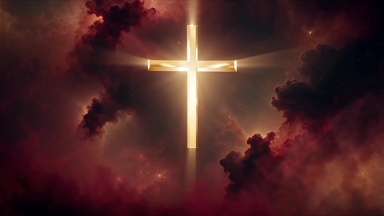 Croce Cristiana Luce Celestiale Sfondo per il Culto.