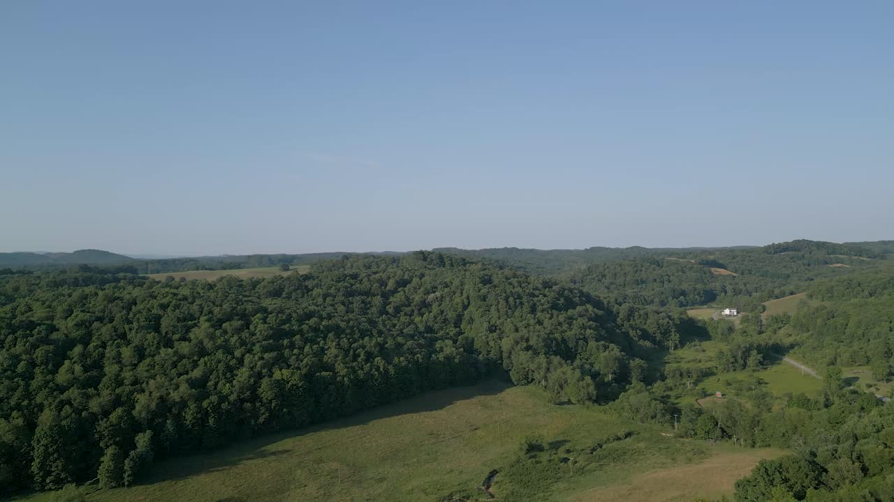 은 파란 하늘 아래 푸른 언덕과 초원의 숨길 수 있는 공중 촬영
