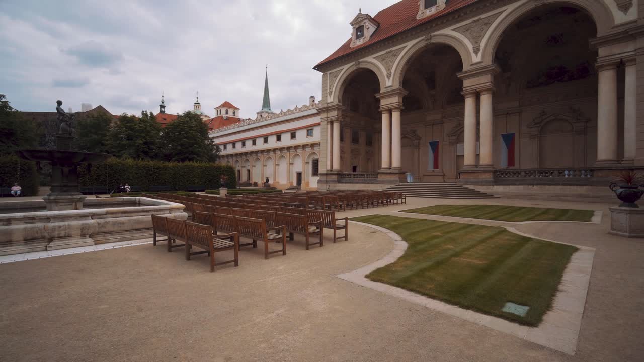 Walking around the gardens of the Prague Senate during the day