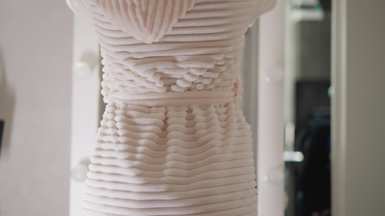 여성은 화장실에서 천천히 옷을 입고 서서 손을 들어 올립니다. 여성은 수영복을 입고 후드를 입고 살롱에서 휴식을 취한 후 몸의 품질을 즐기고 있습니다.