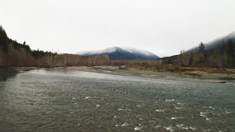 Flying-Above-Hoh-River-on-Olympic-Peninsula-in-Washington-State,-USA