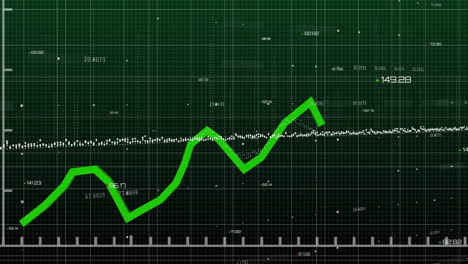 animation of financial data processing over grid on dark background