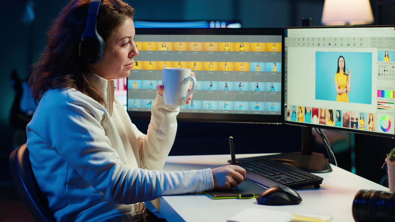 fotógrafo que utiliza un software de edición para editar fotos