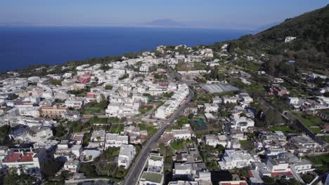 main road of anacapri town in capri italian island