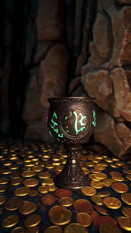 fantasy cave with treasure and goblet