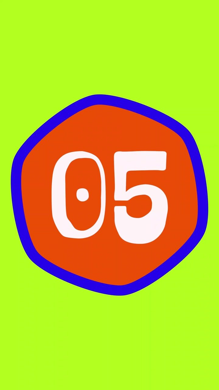 Colorful Animated Countdown from Ten to Zero on Green Background