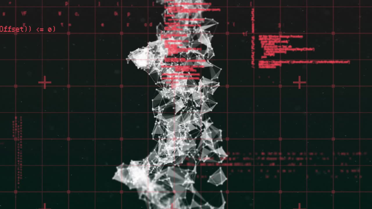 Forming vertical structure, abstract geometric shapes in digital network animation