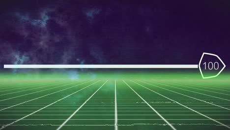 animation of loading bar over neon shapes and clouds