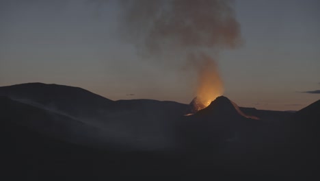 volcanic eruption dawn sky smoke filled valley iceland