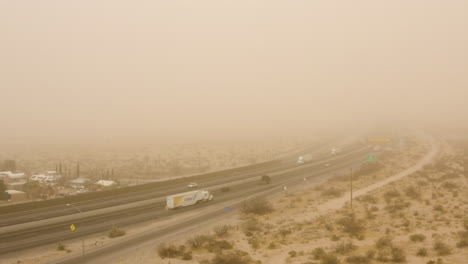 aerial shot at the heart of a dust storm in new mexico