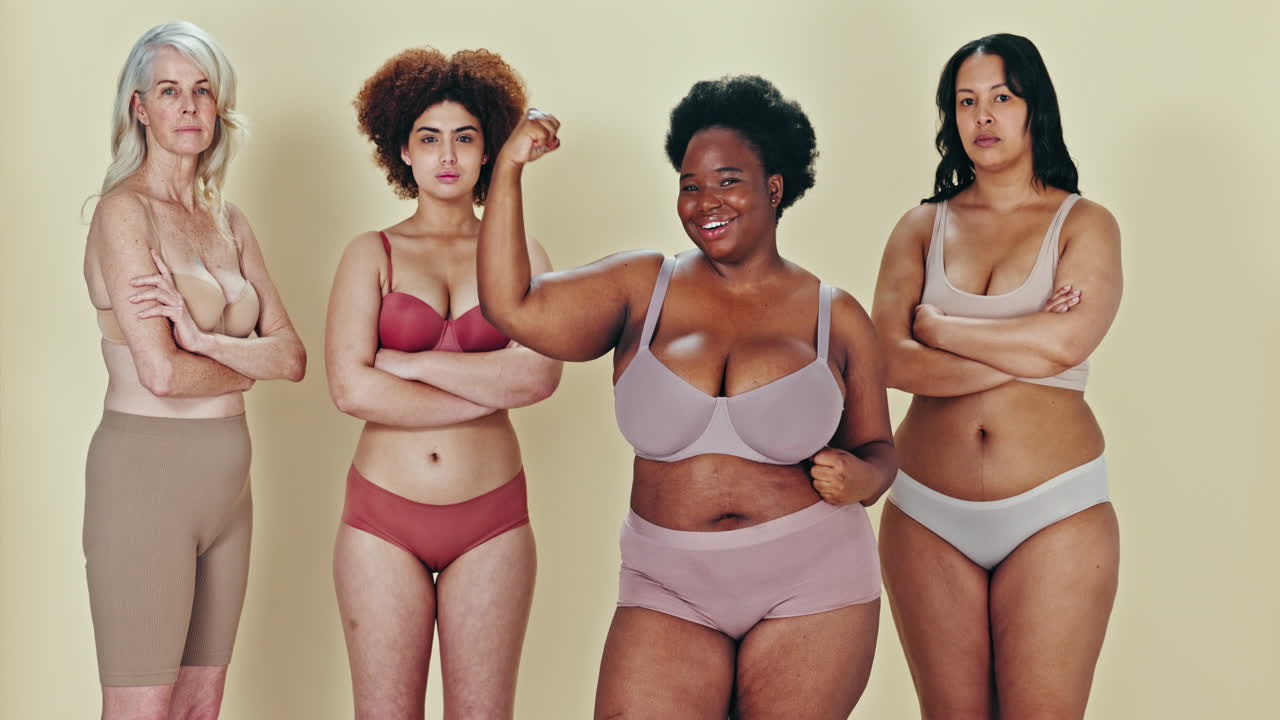 Body positive group, arms crossed