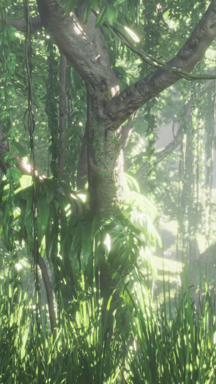 escena de la exuberante jungla tropical