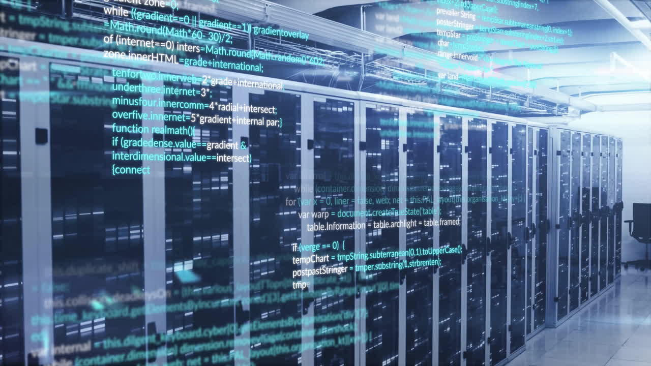 Animation of data processing over server room