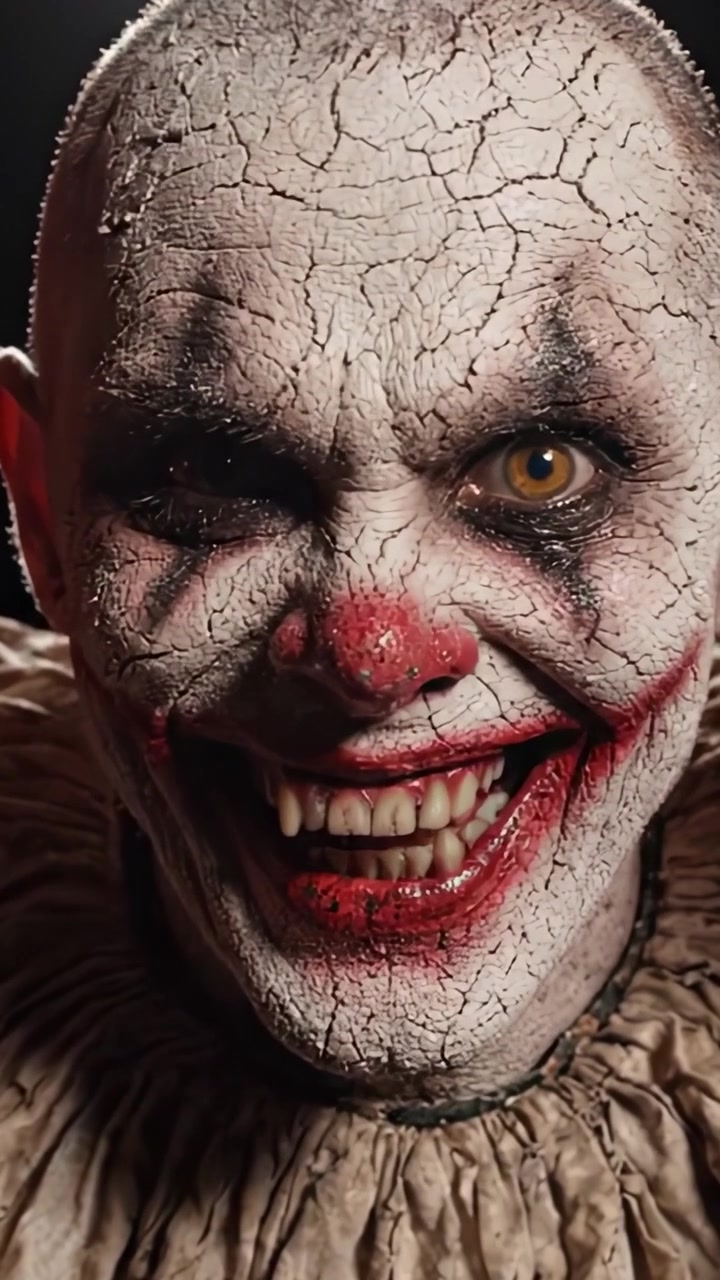 Un'inquietante trasformazione da ombre appartate alla rivelazione di un clown sinistro: svelare il mistero dietro il sipario di paura e sorpresa