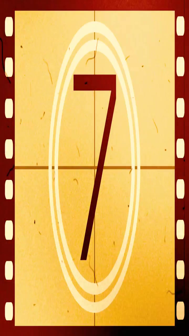 Vintage film aftelling met krassen en stof