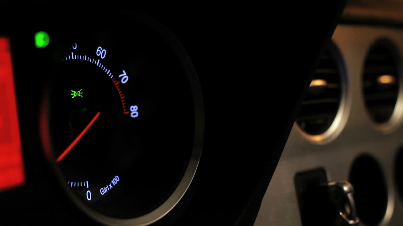 velocidad del tacómetro del automóvil. medidor de revoluciones del motor. flecha del tacómetro automático