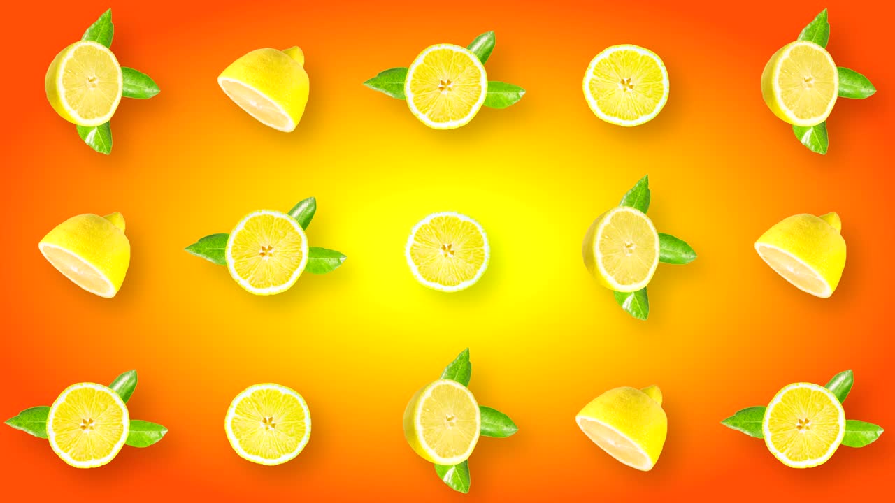 Looping animated abstract video with rotating lemons