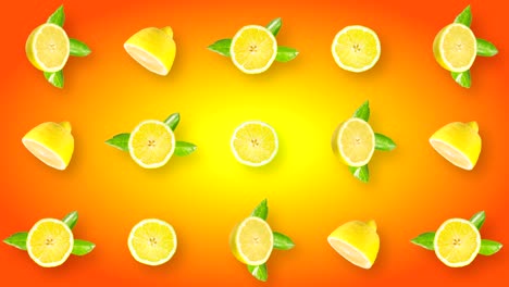 video abstracto animado en bucle con limones giratorios