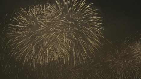 Large scale fireworks explosions lighting the sky