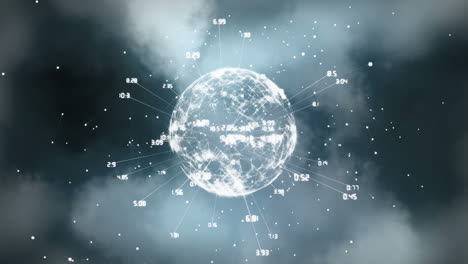 animation of network of connections with numbers over globe