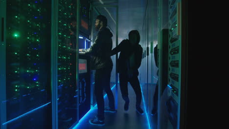 cyberattack in a server room