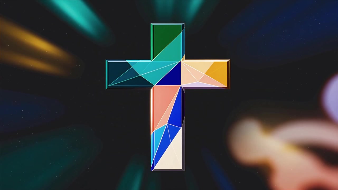 Croce Cristiana Luce Celestiale Sfondo per il Culto.