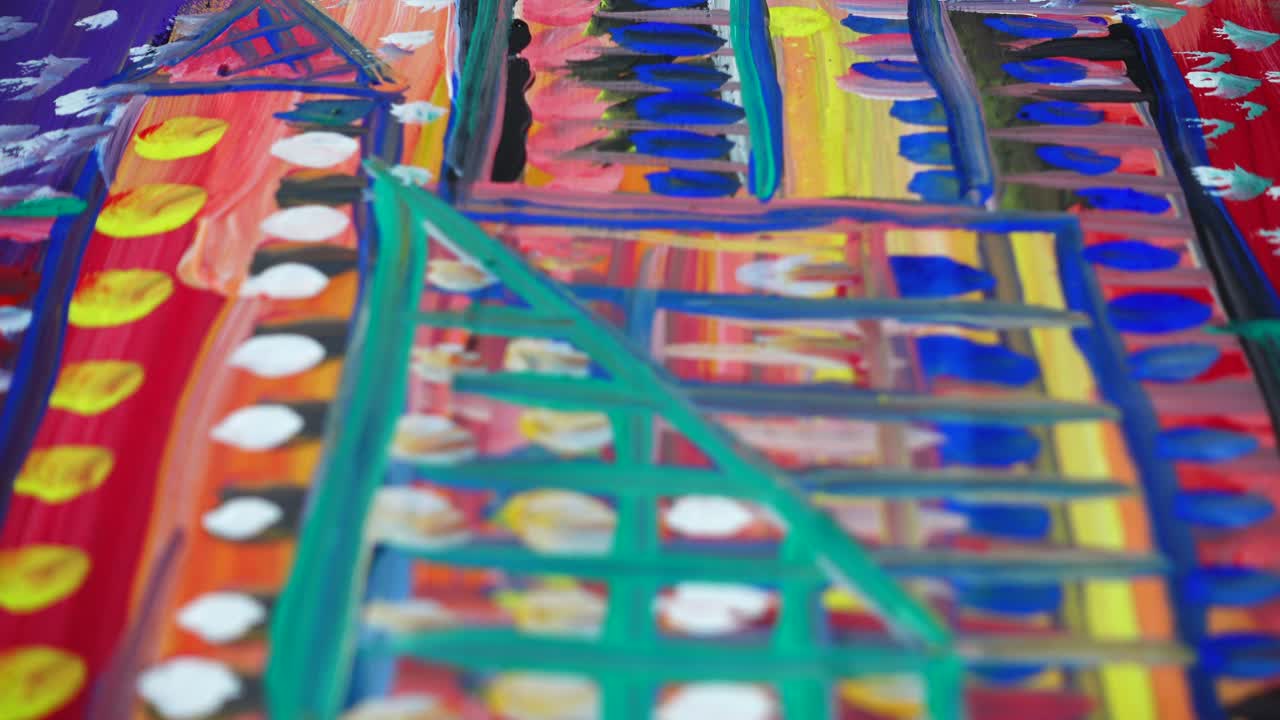 Abstrakt tegning malt med gouache