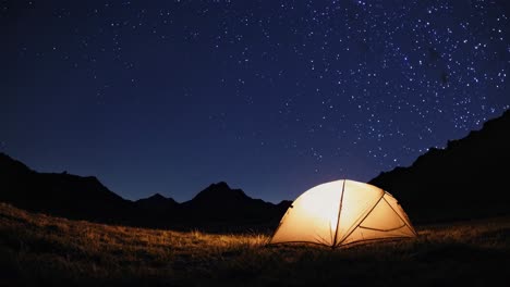 camping under the stars in mountains