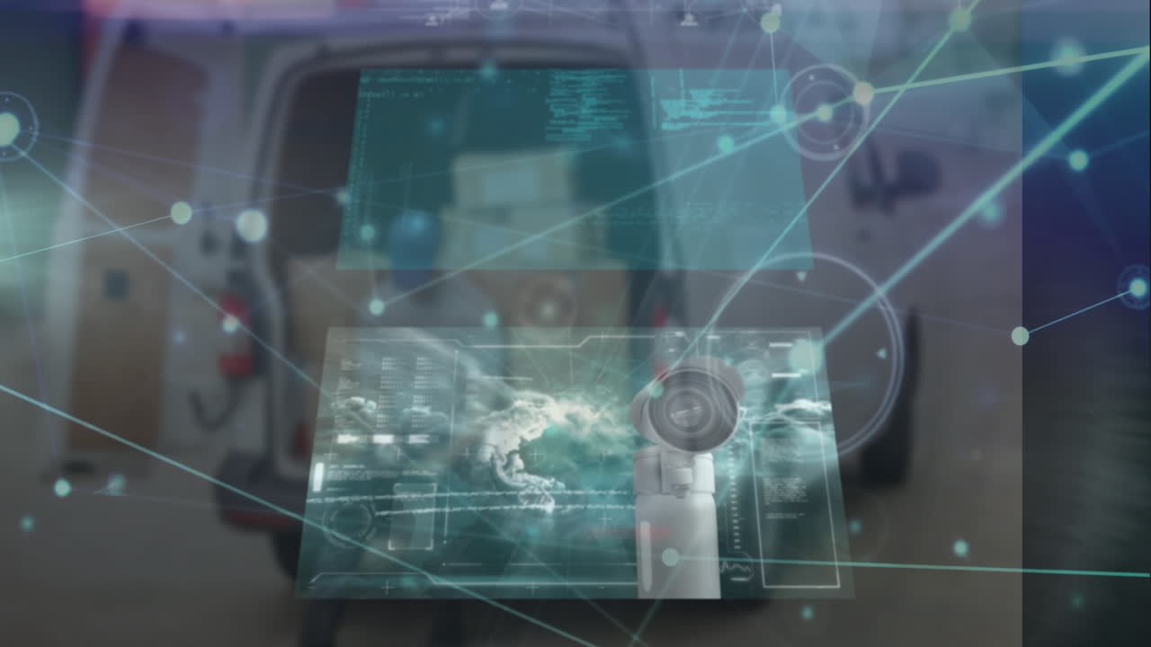 animación de la red de conexiones a través de un hombre caucásico