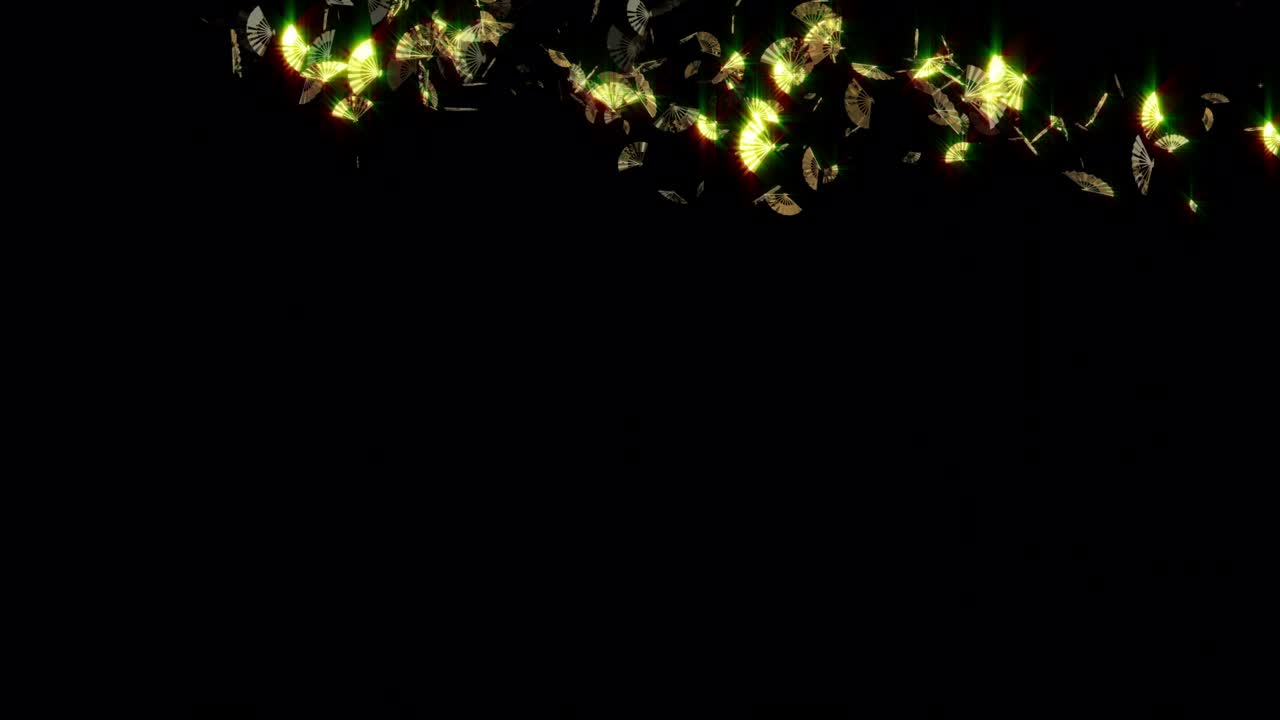 일본의 골드 폴딩 팬 입자 애니메이션