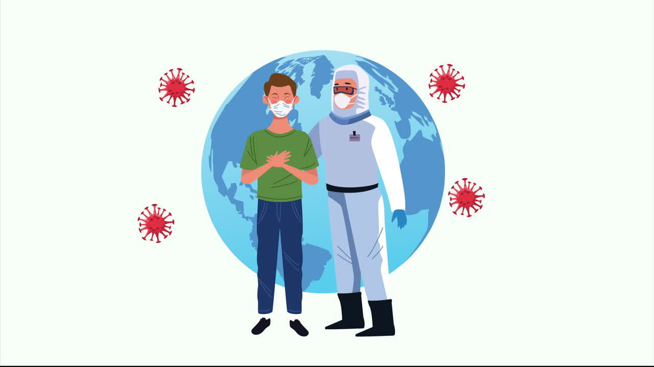 코로나19 통제 및 지구 행성에 대한 환자와 함께 생물 안전 작업자