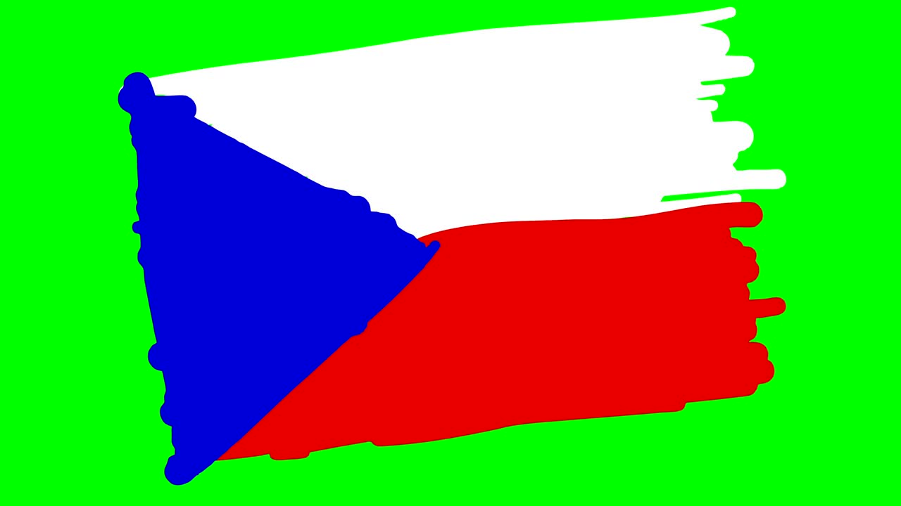 체코 공화국의 발을 초록색 화면에 그린 분리된 화이트보드