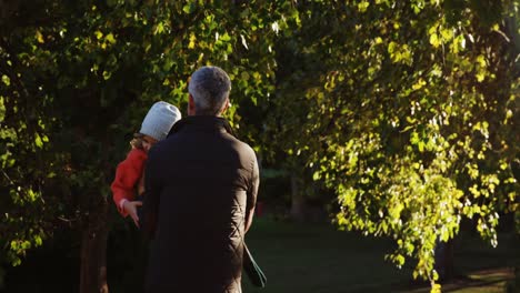 Mädchen-Wird-Von-Papa-Im-Freien-Hochgehoben