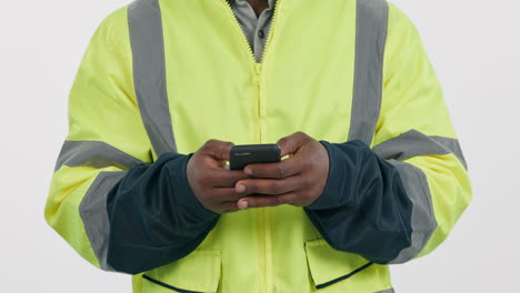 phone, hands and closeup of engineer in studio