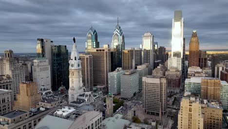 aerial orbit philadelphia pennsylvania skyline