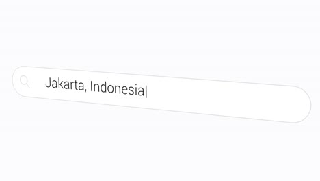 Escribiendo-Jakarta,-Indonesia-En-La-Barra-De-Búsqueda---La-Ciudad-Más-Grande-Del-Sudeste-Asiático