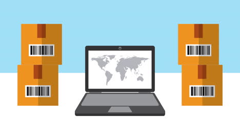 servicio logístico con computadora portátil