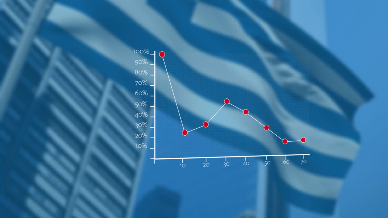 animación del procesamiento de datos sobre la bandera de grecia