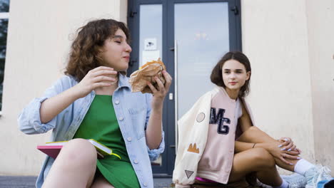 friends having lunch outdoors