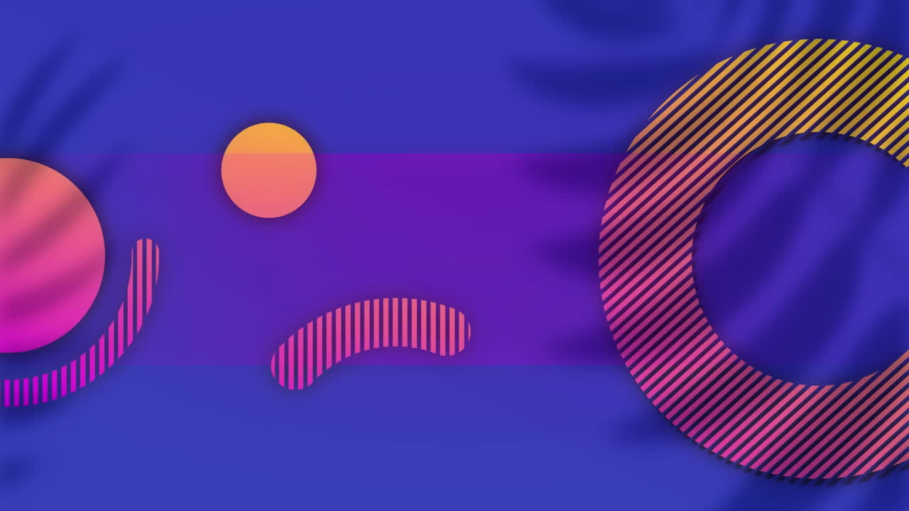 animación de formas que se mueven sobre un fondo azul