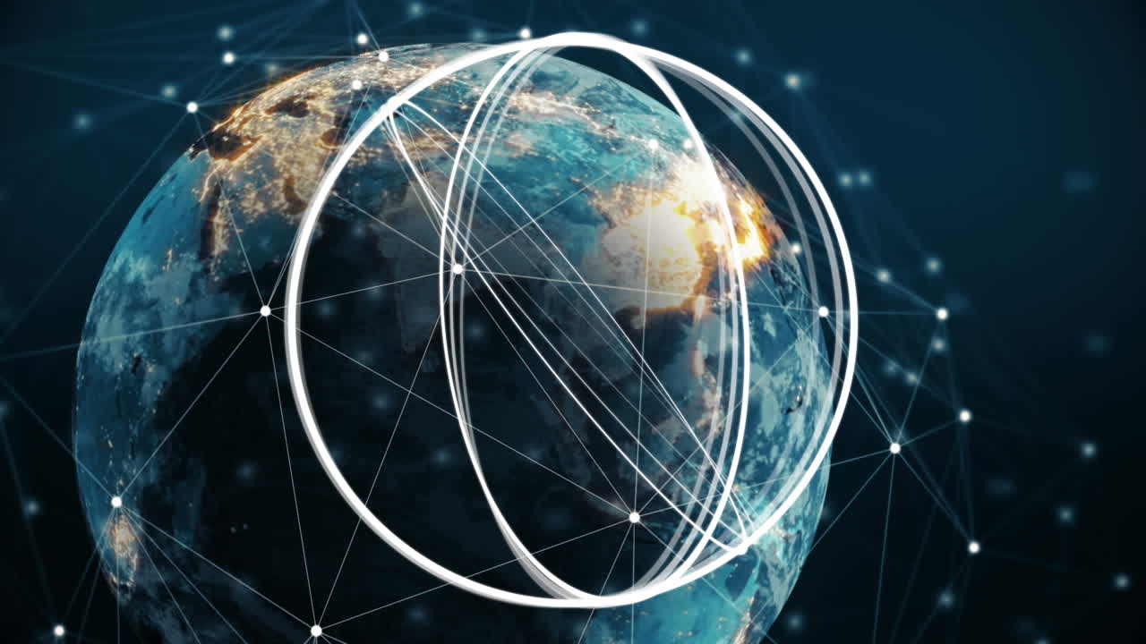 анимация глобуса с сетью соединений
