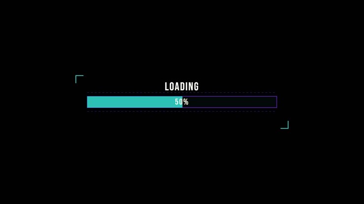 Digital Loading Progress Bar Animation on Black Background